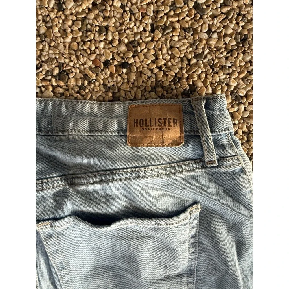 Hollister Curvy Ultra High Rise Dad Jean Shorts 15R W32 Distressed Long Jorts